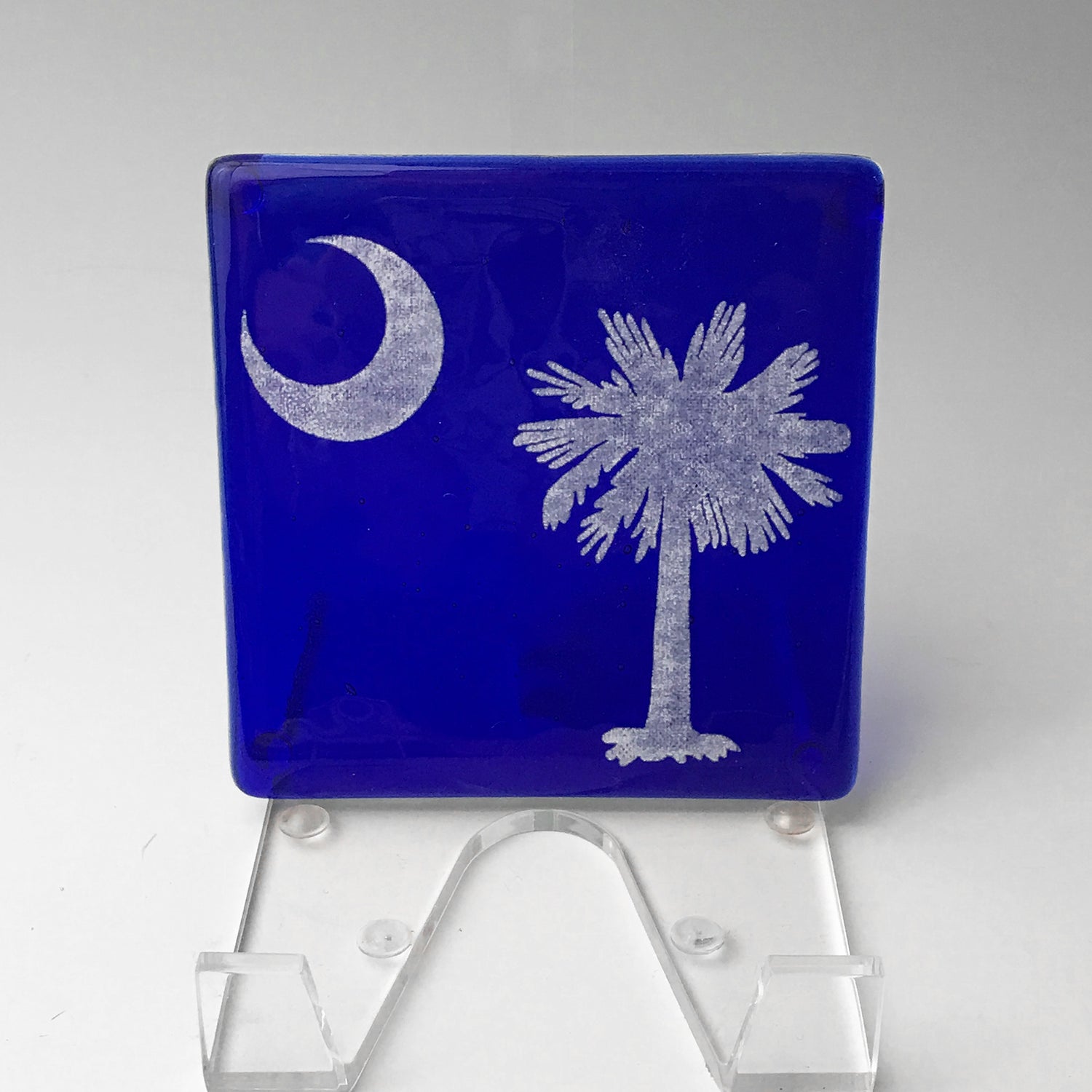 South Carolina Palmetto Fused Glass 4" Single Coaster - made to order