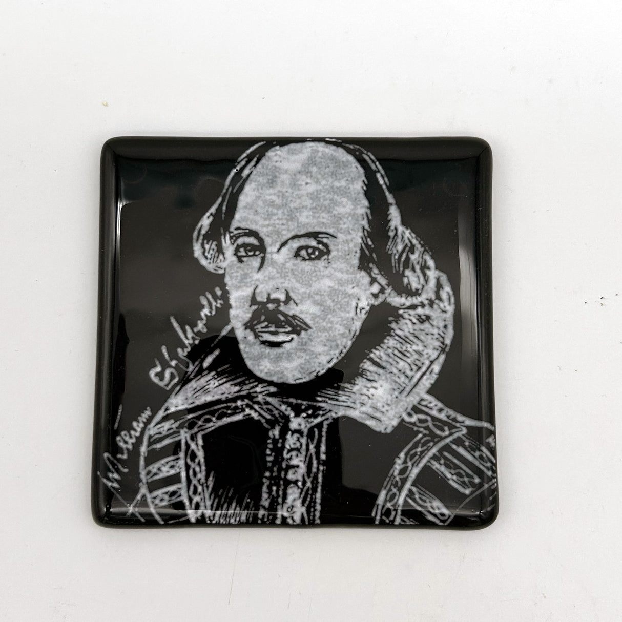 William Shakespeare Fused Glass 4" Single Coaster