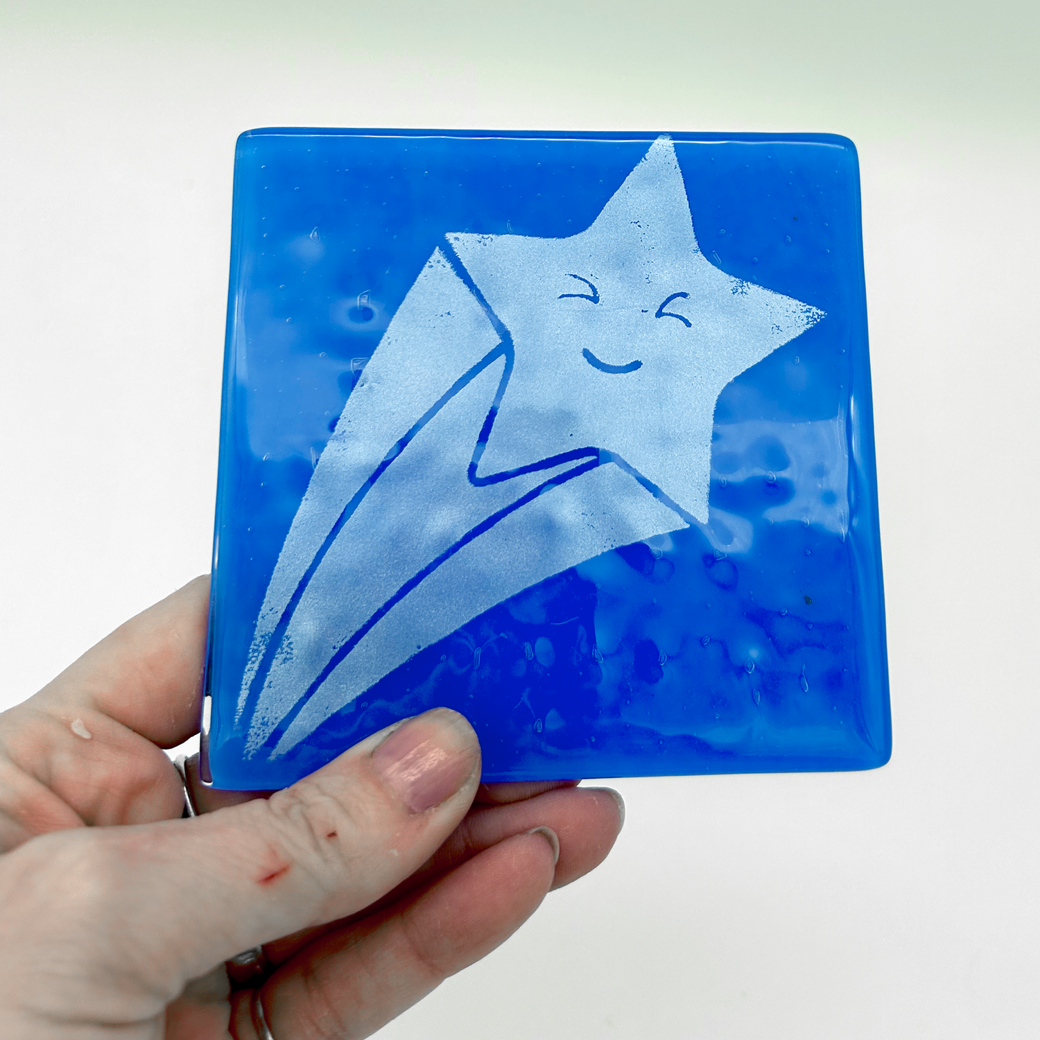 Celestial Shooting Sta Fused Glass 4" Single Coaster