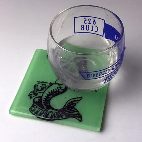 Sirena Mermaid Loteria Fused Glass 4" Single Coaster
