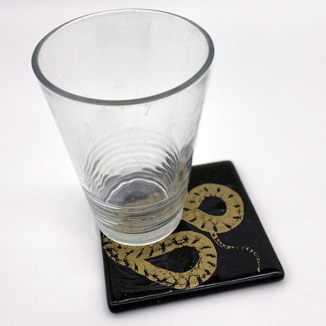 Snake Mystical Fused Glass 4" Single Coaster