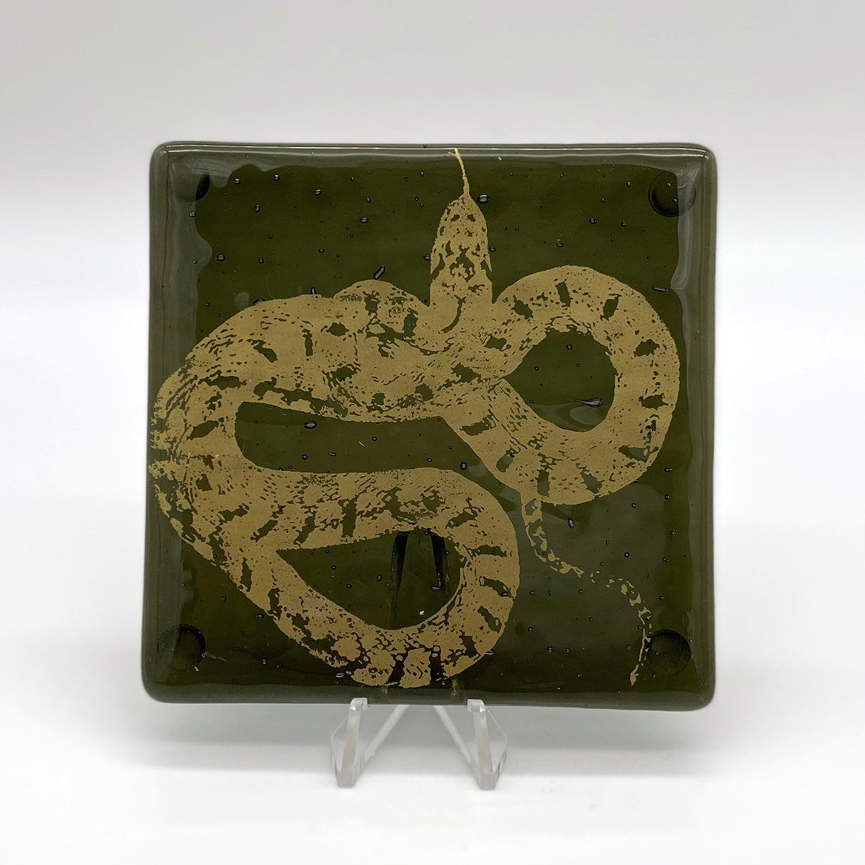 Snake Mystical Fused Glass 4" Single Coaster