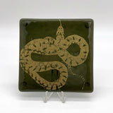 Snake Mystical Fused Glass 4" Single Coaster
