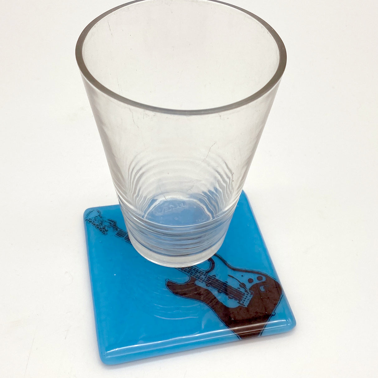 Electric Guitar - Strat Rock & Roll Fused Glass 4" Single Coaster