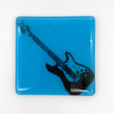 Electric Guitar - Strat Rock & Roll Fused Glass 4" Single Coaster