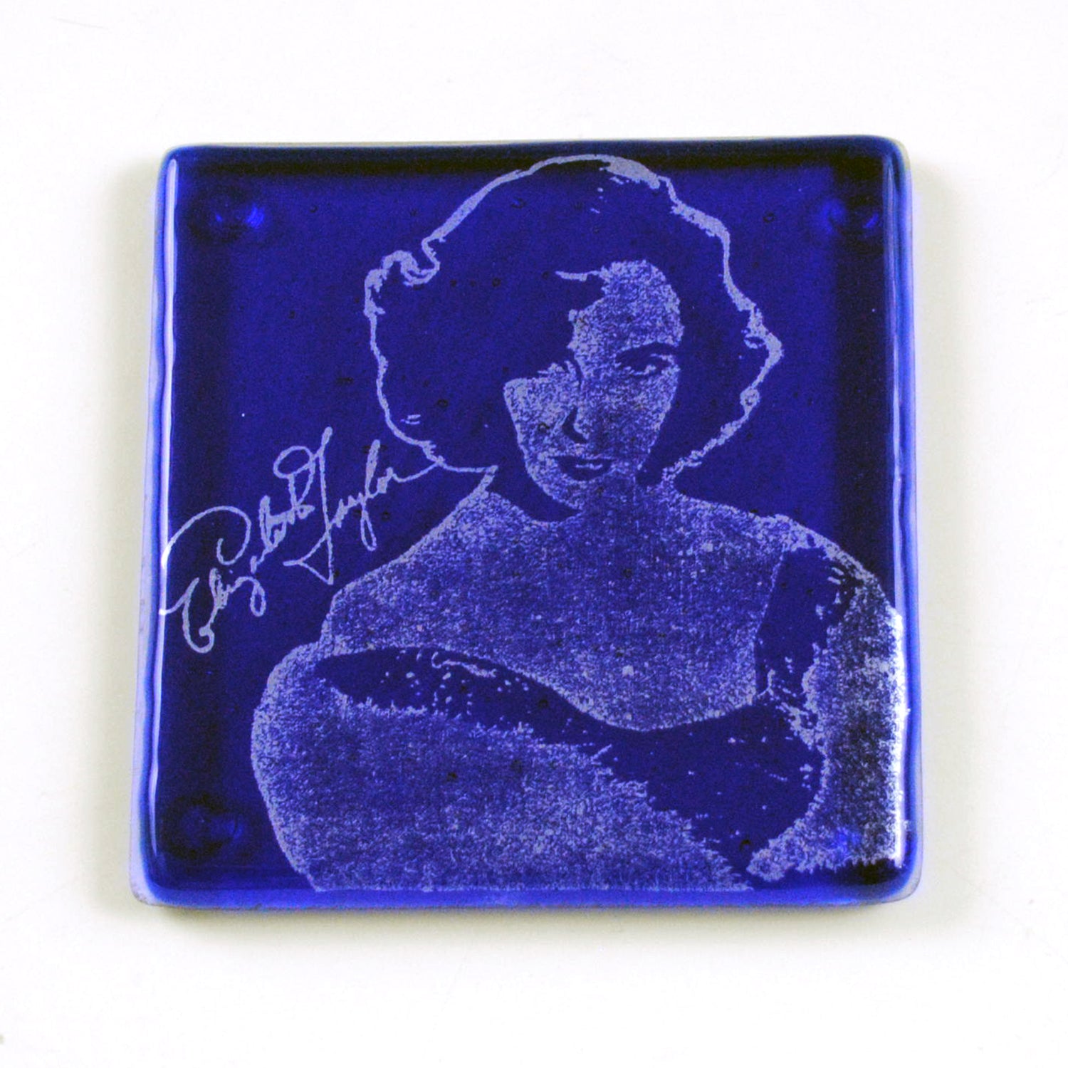 Elizabeth Taylor Fused Glass 4" Single Coaster