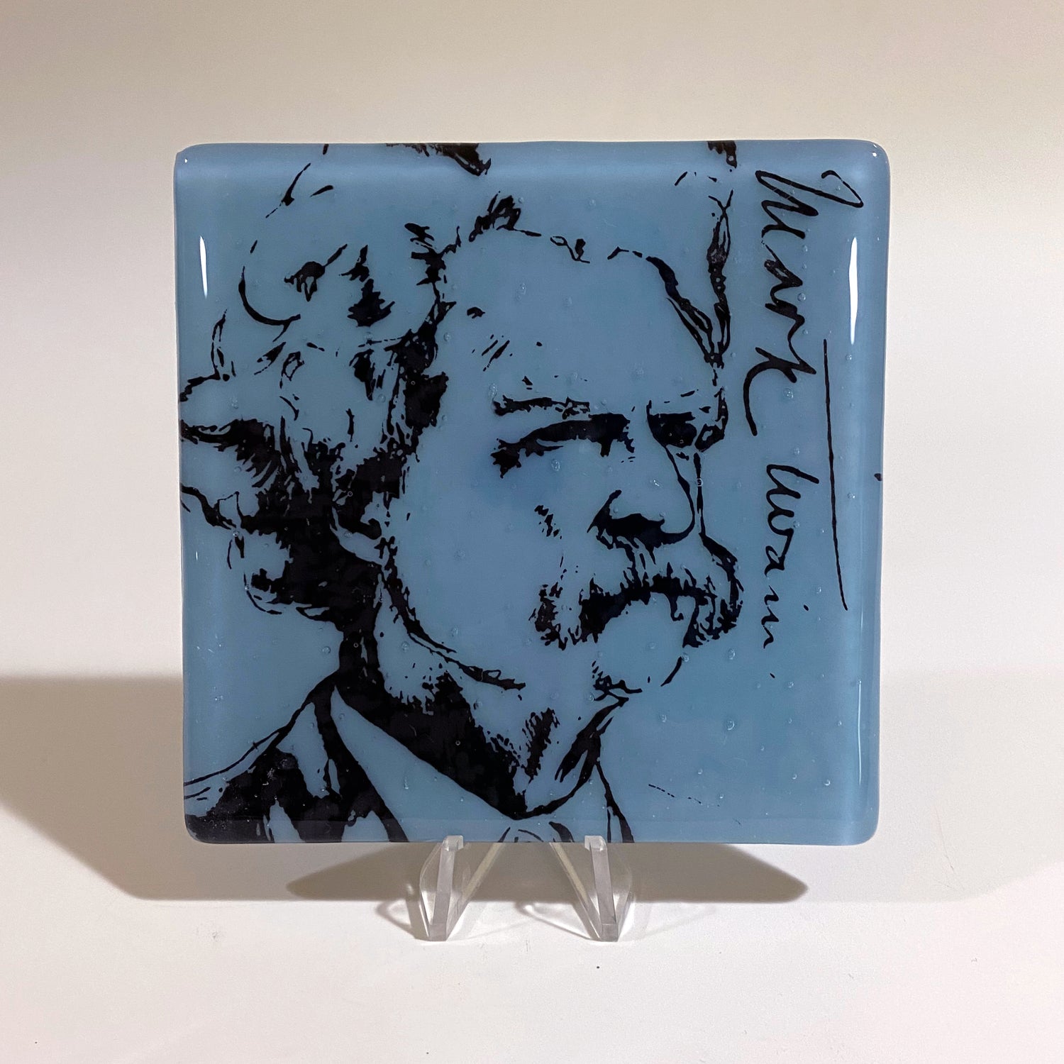 Mark Twain Fused Glass 4" Single Coaster