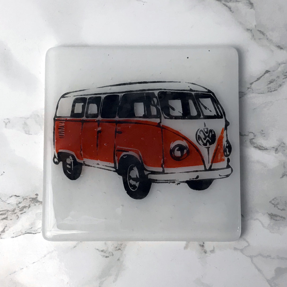 VW Van Fused Glass 4" Single Coaster