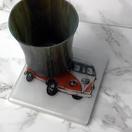 VW Van Fused Glass 4" Single Coaster