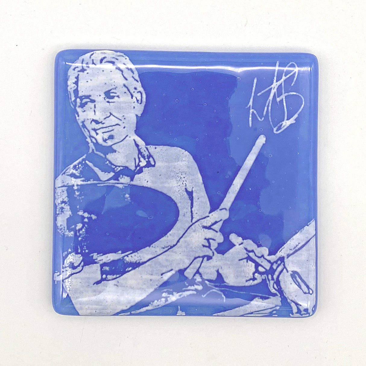 Charlie Watts Fused Glass 4" Single Coaster