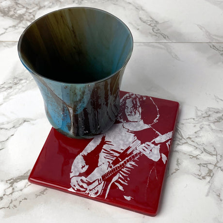Jack White Fused Glass 4" Single Coaster