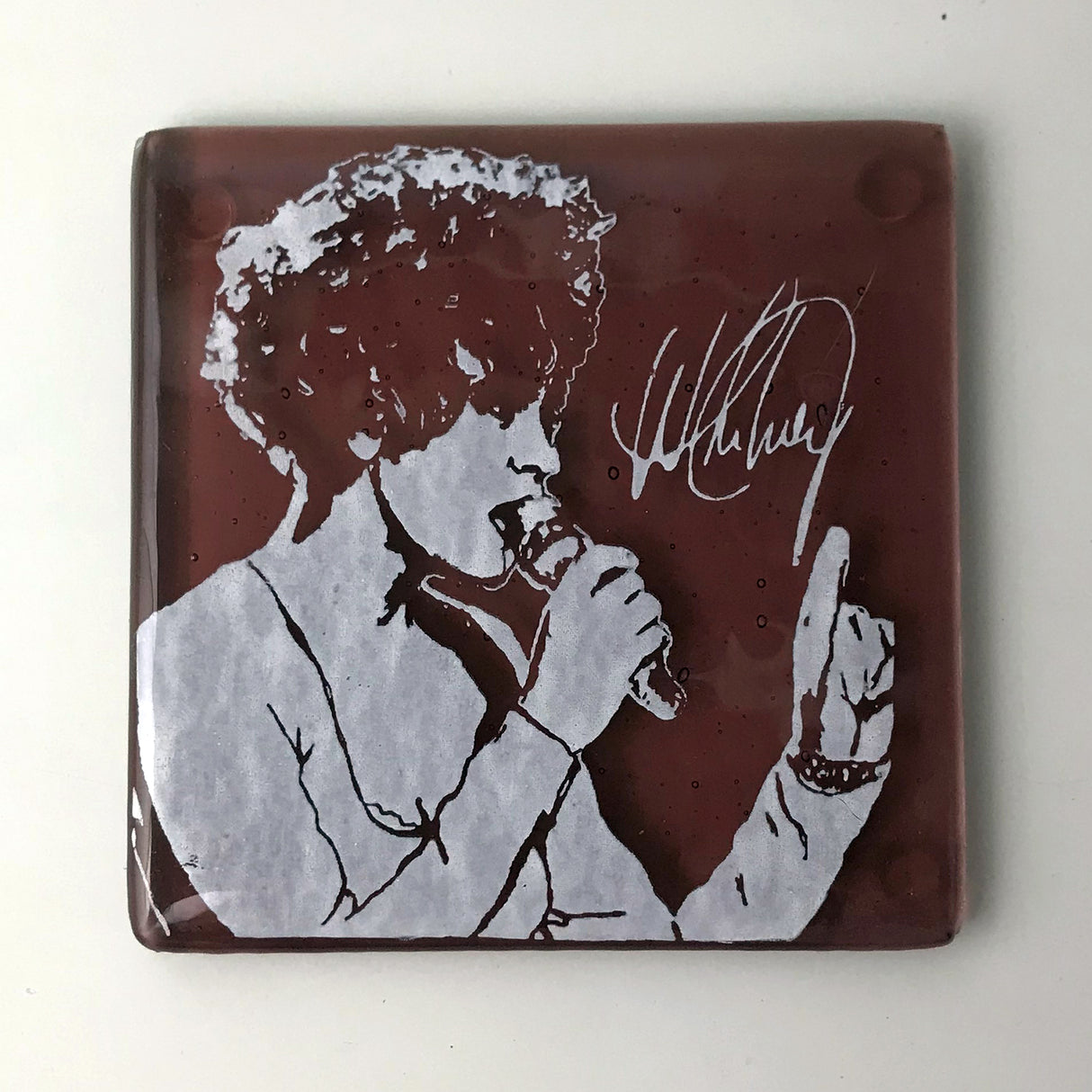 Whitney Houston Fused Glass 4" Single Coaster