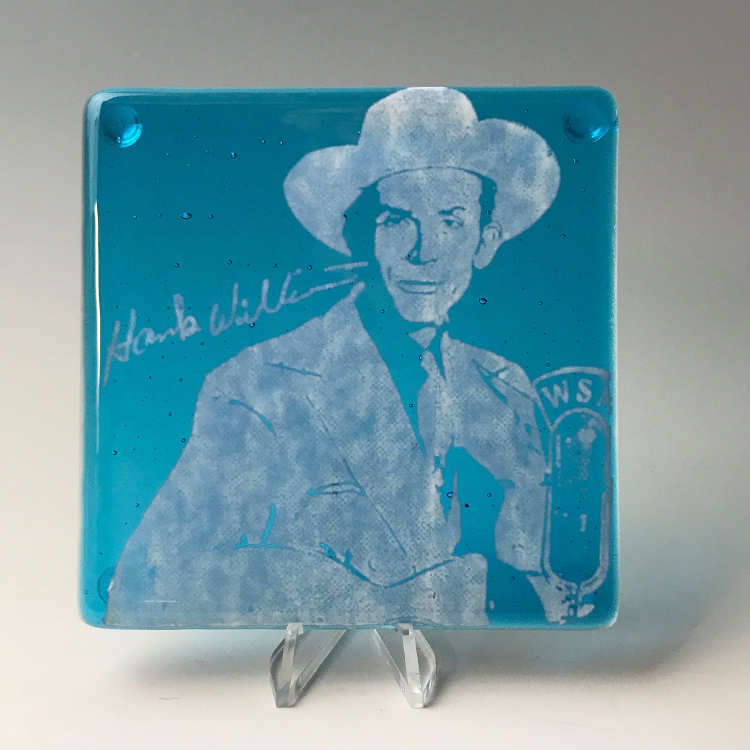 Hank Williams Fused Glass 4" Single Coaster