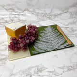 Fern Leaves 7x11" Fused Glass Cheese Plate