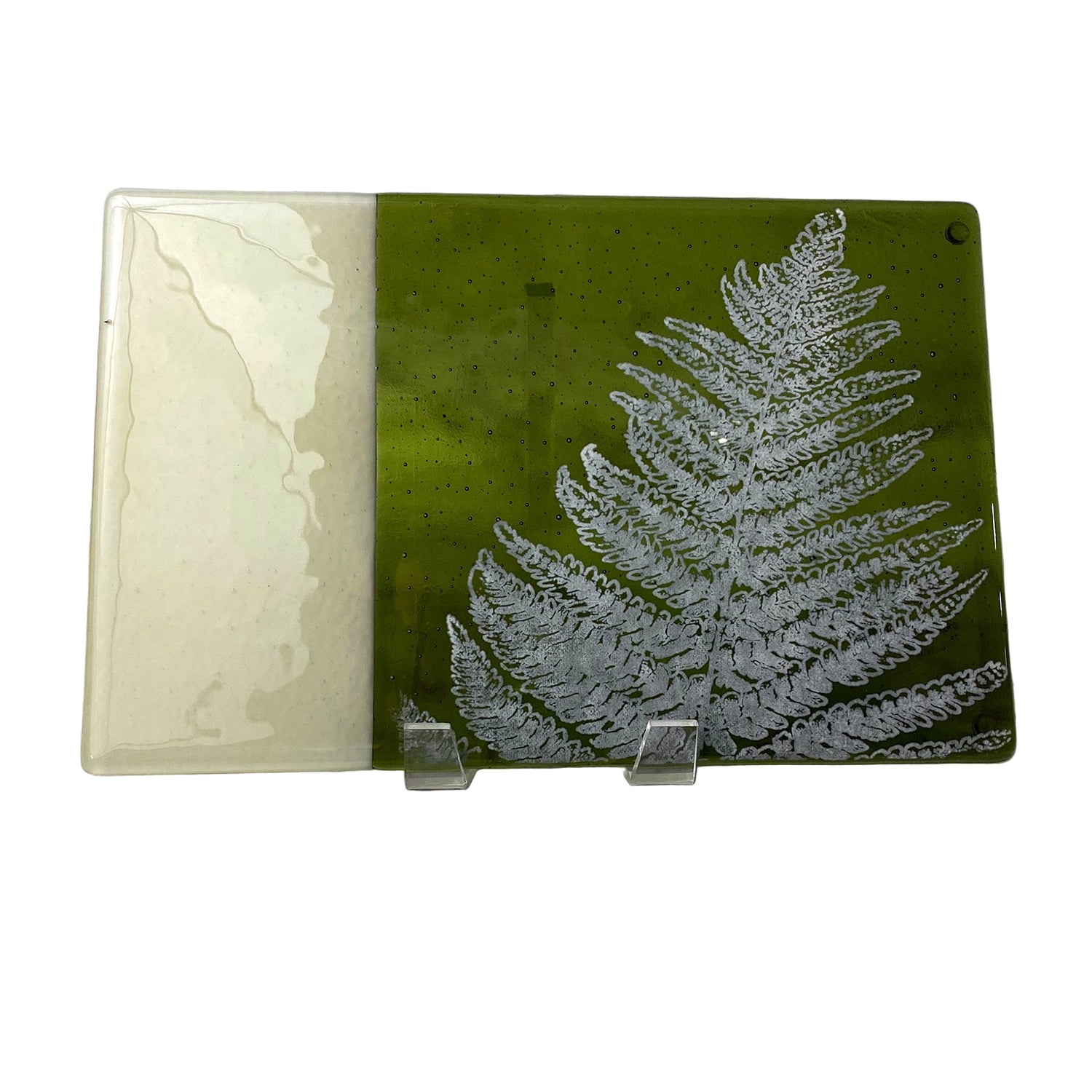 Fern Leaf  7x11" Fused Glass Cheese Plate