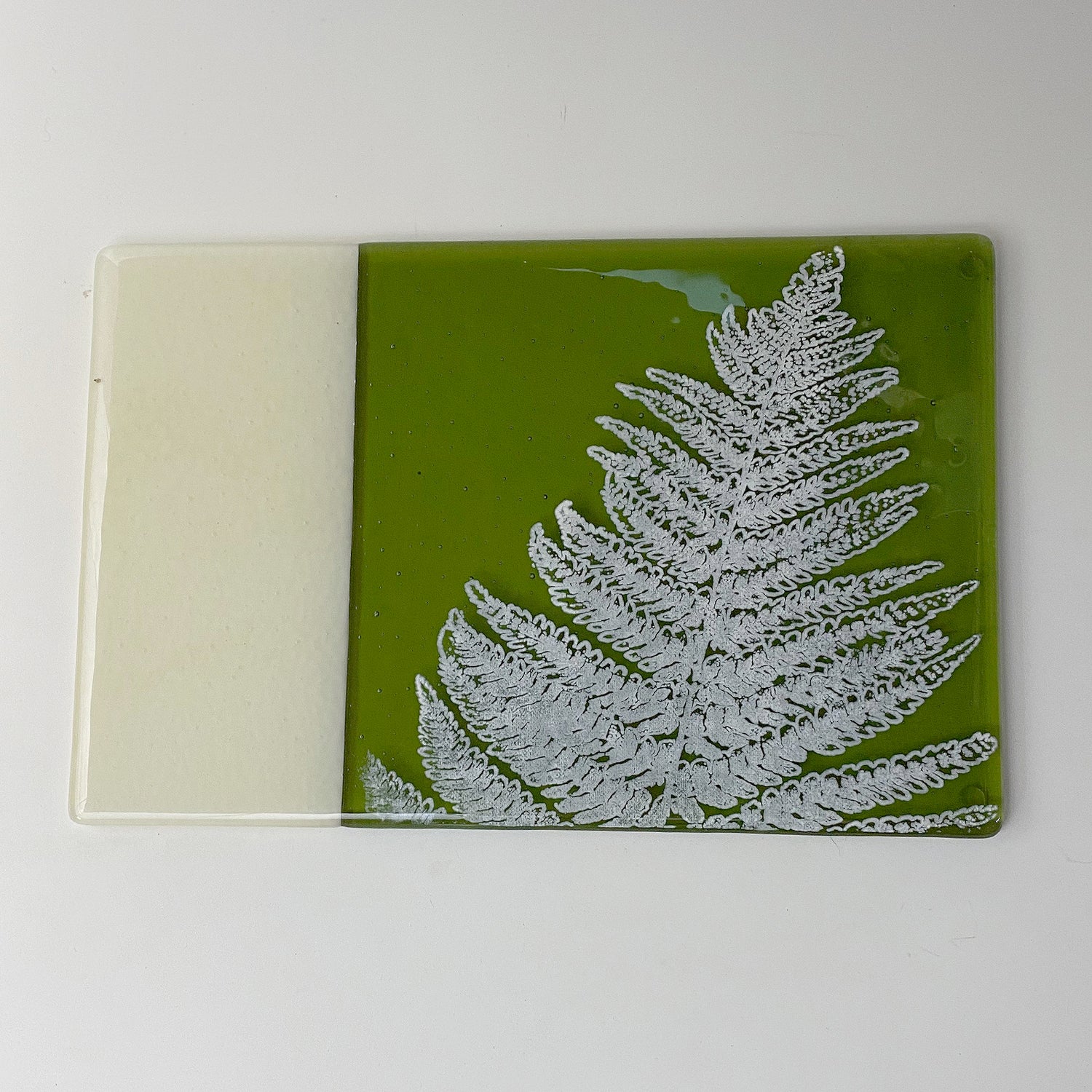 Fern Leaf  7x11" Fused Glass Cheese Plate
