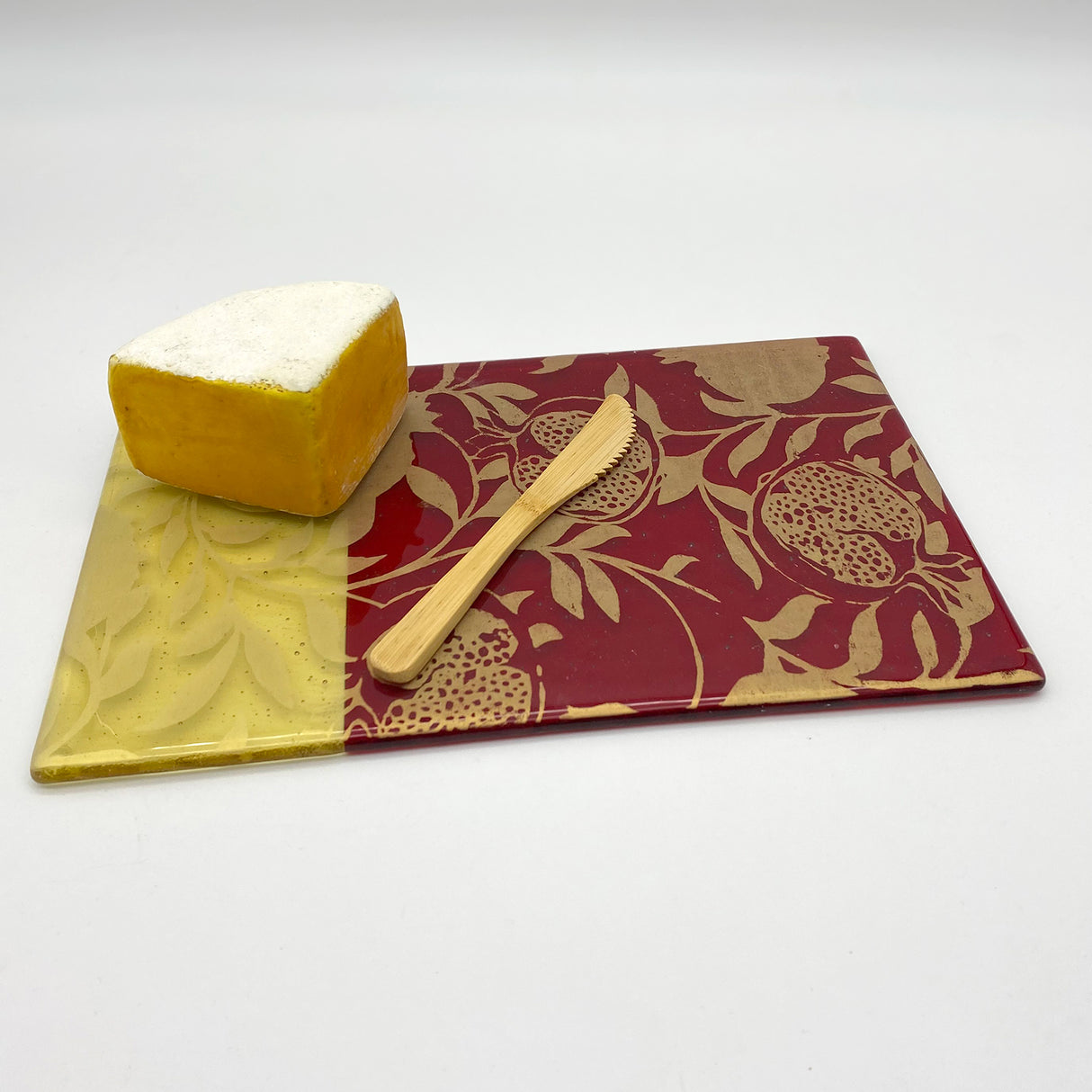 Pomegranate 7x11" Fused Glass Cheese Plate