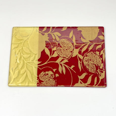 Pomegranate 7x11" Fused Glass Cheese Plate
