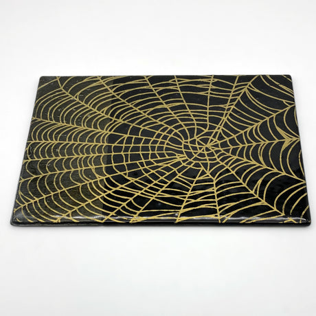 Mystical Spider Web 7x11" Fused Glass Cheese Plate