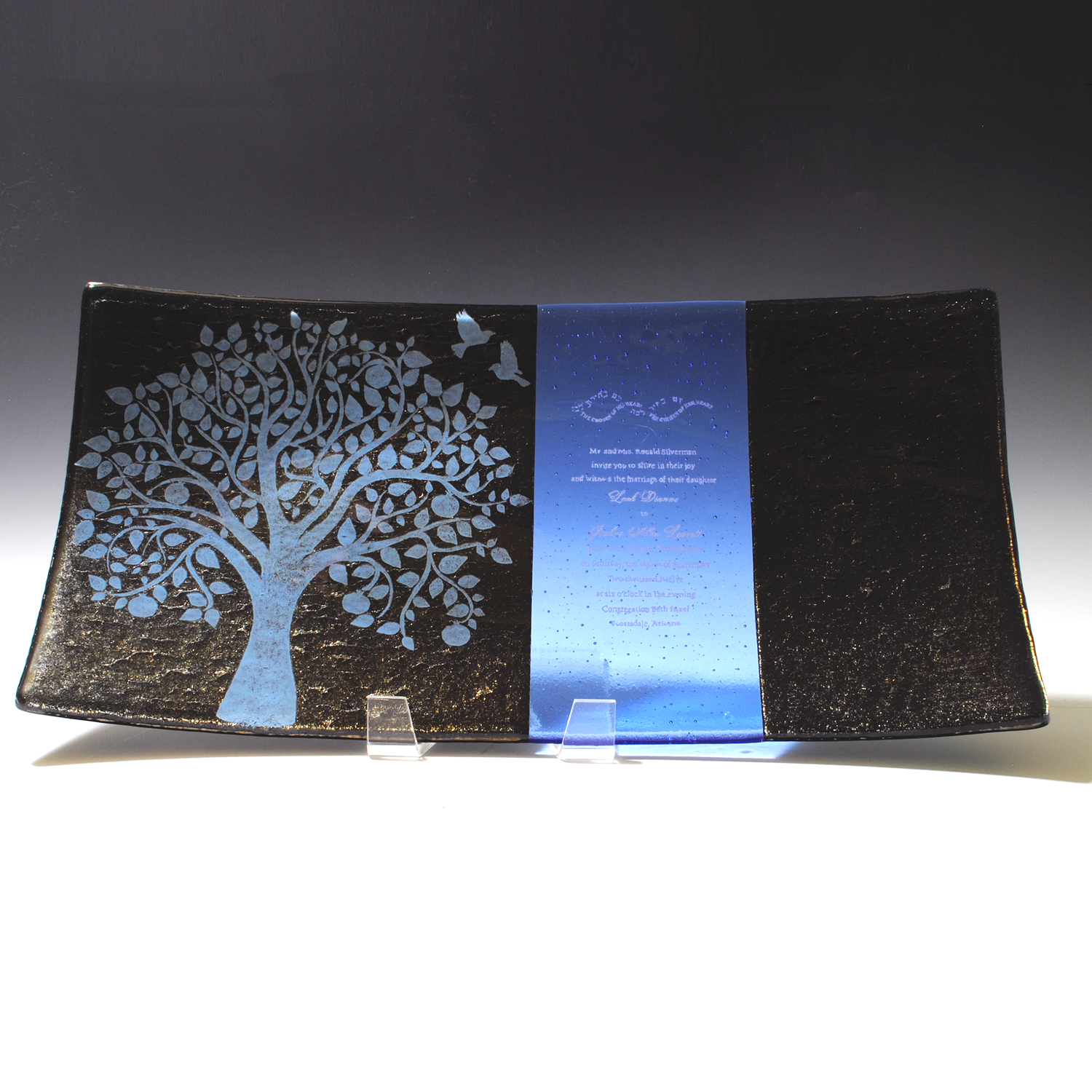 Custom Fused Glass 15" Long Platter