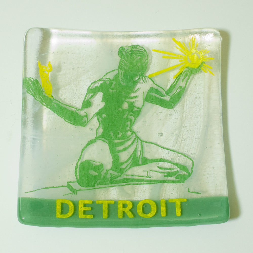 Detroit Spirit of Detroit 4.5" Handmade Fused Glass Catch-all Dish