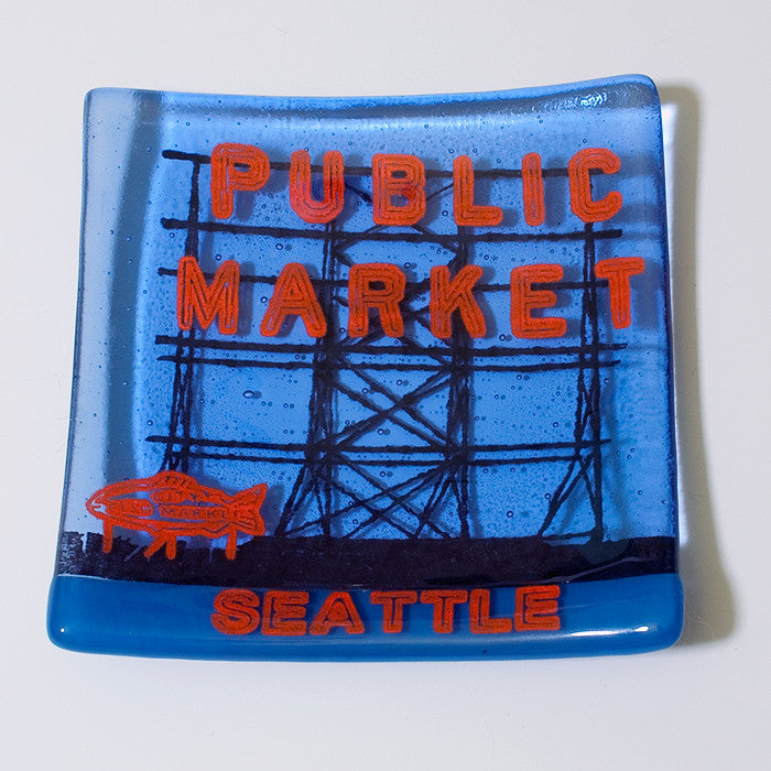 Seattle Pike Placen4.5" Handmade Fused Glass Catch-all Dish
