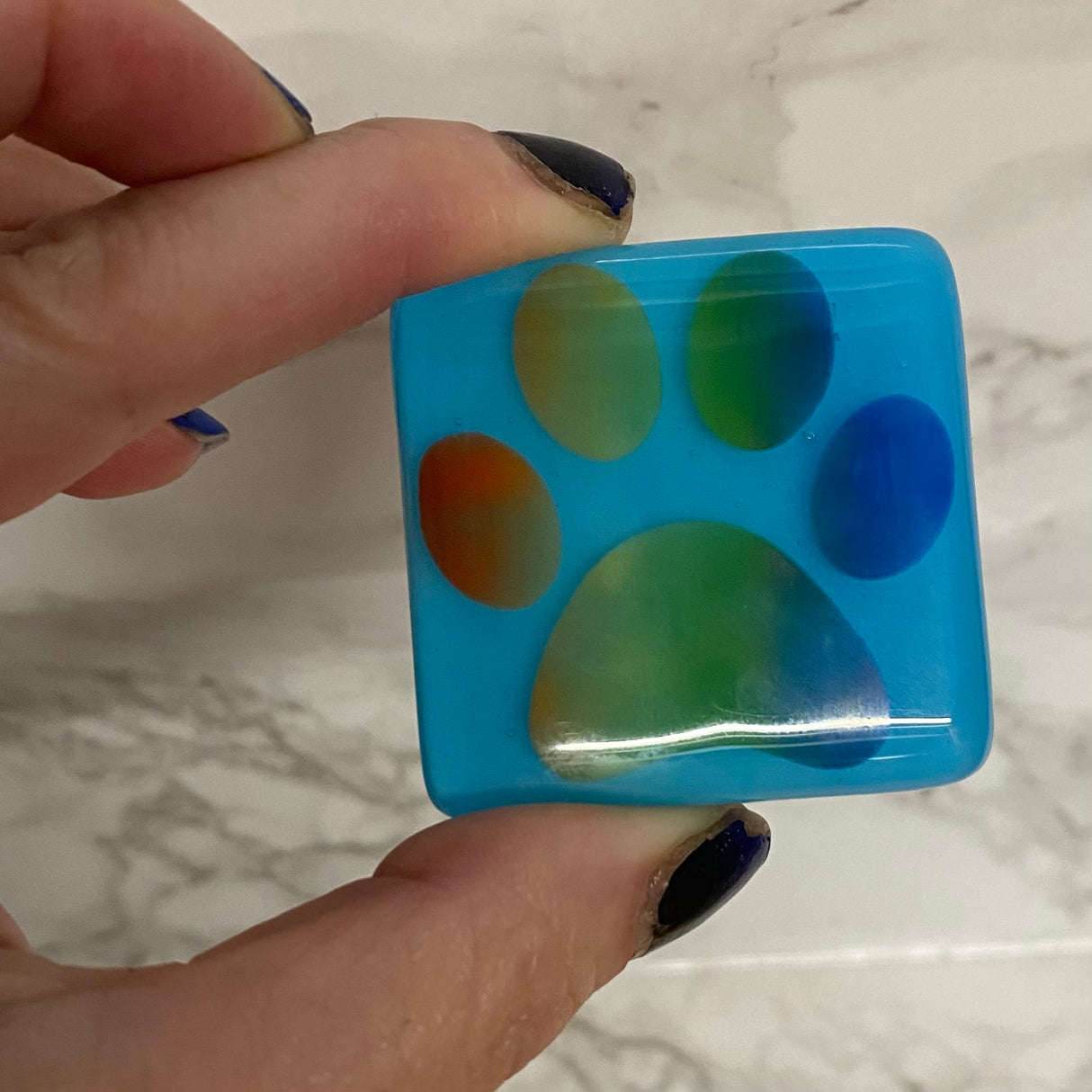Pawprint Fused Glass 1.75" Magnet