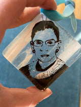 Ruth Bader Ginsburg RBG 2.25" Fused Glass Ornament