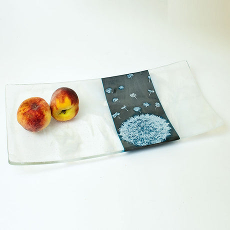 Dandelion 15" Long Fused Glass Serving Platter