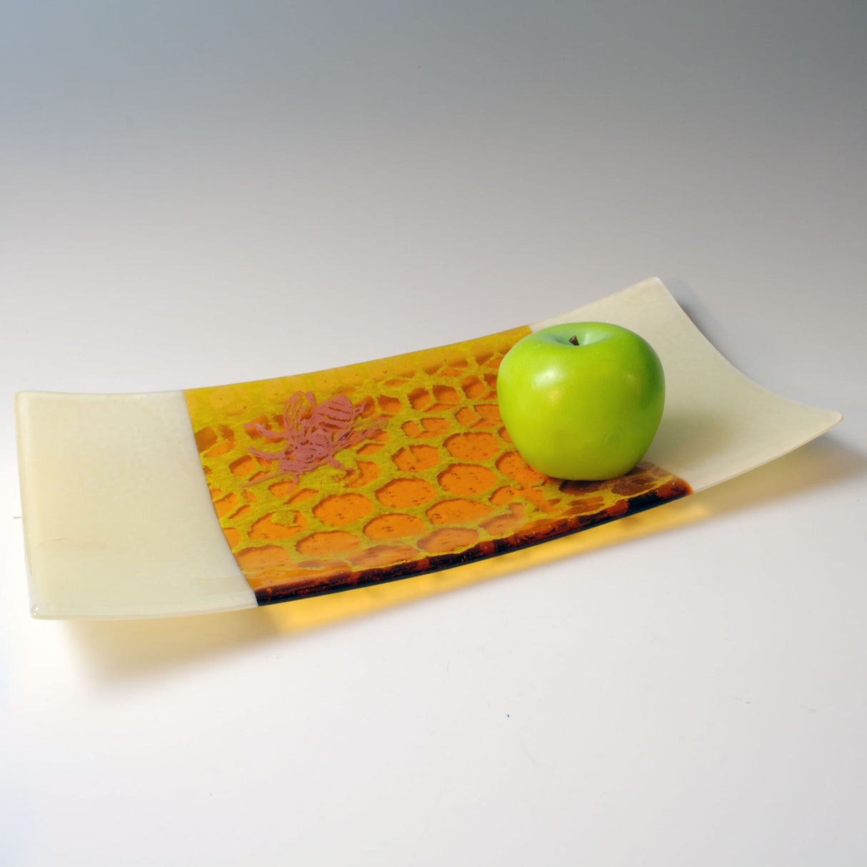 Honeybee 15" Long Fused Glass Serving Platter