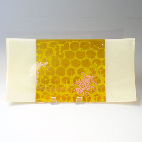 Honeybee 15" Long Fused Glass Serving Platter