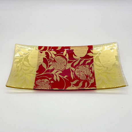 Pomegranate 15" Long Fused Glass Serving Platter