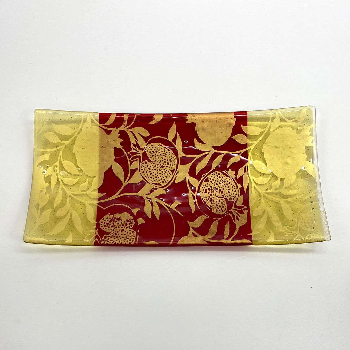 Pomegranate 15" Long Fused Glass Serving Platter