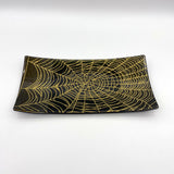 Mystical Spider Web 15" Long Fused Glass Serving Platter