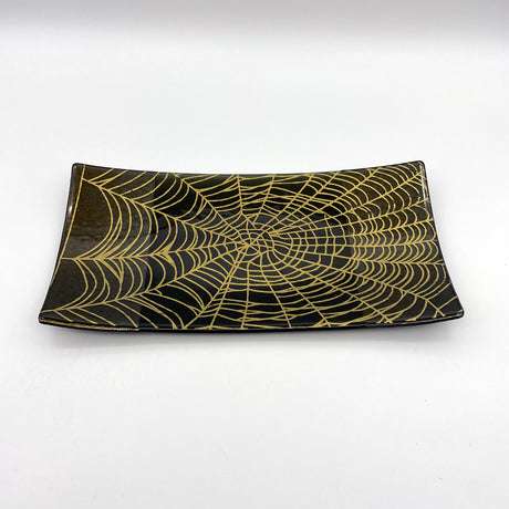 Mystical Spider Web 15" Long Fused Glass Serving Platter