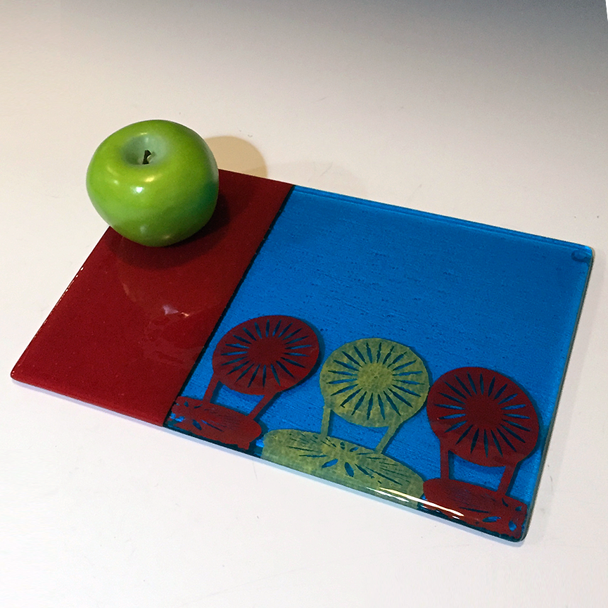 Madison "Terrace Chairs"  7x11" Fused Glass Cheese Plate