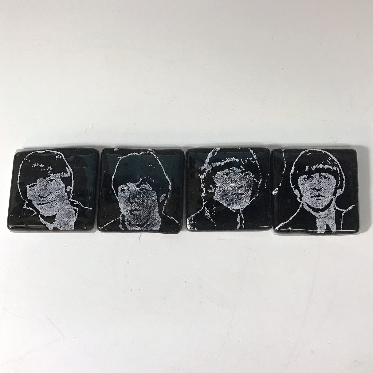 Beatles  Fused Glass 1.75" Magnet 4-pack