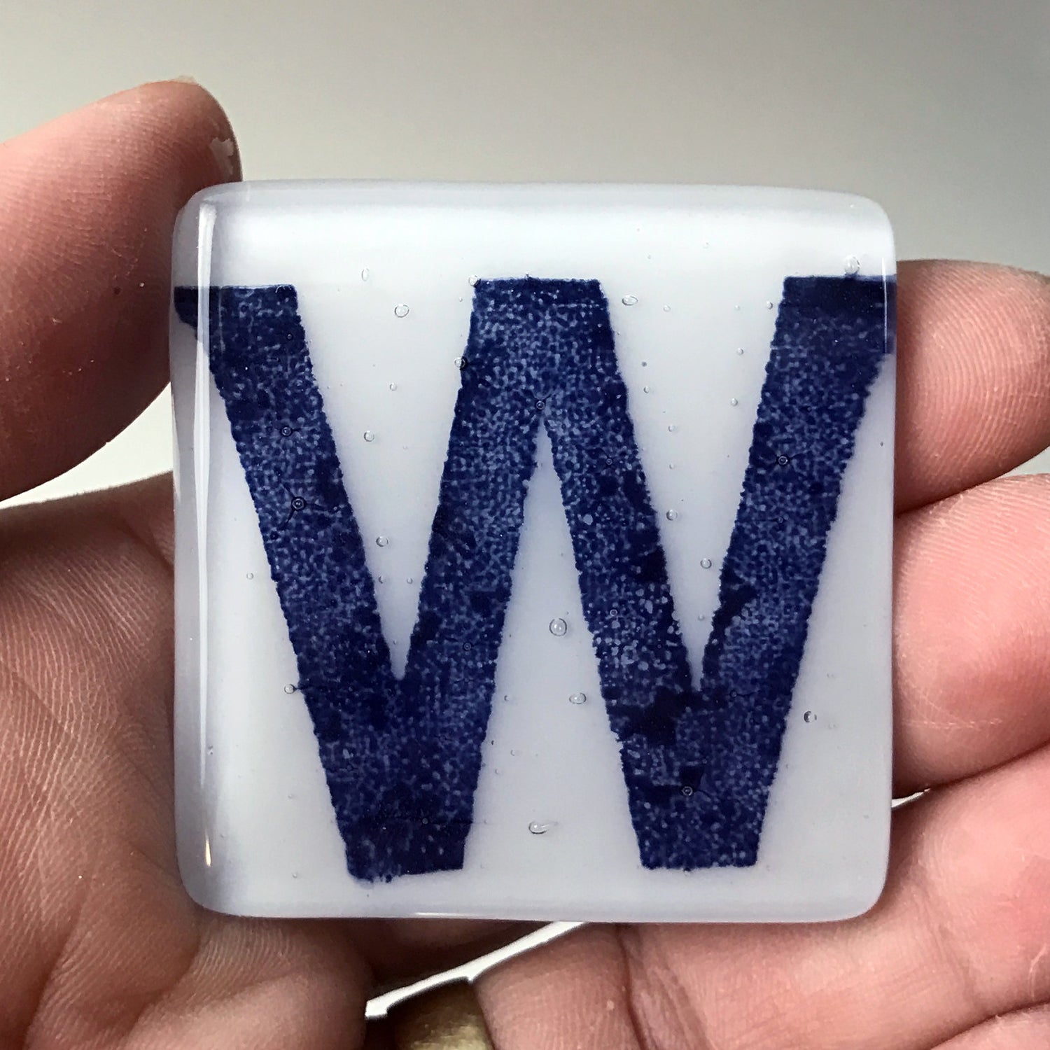 Chicago W Fused Glass 1.75" Magnet