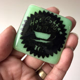 Vintage Coffee Ad Handmade Fused Glass 1.75" Magnet