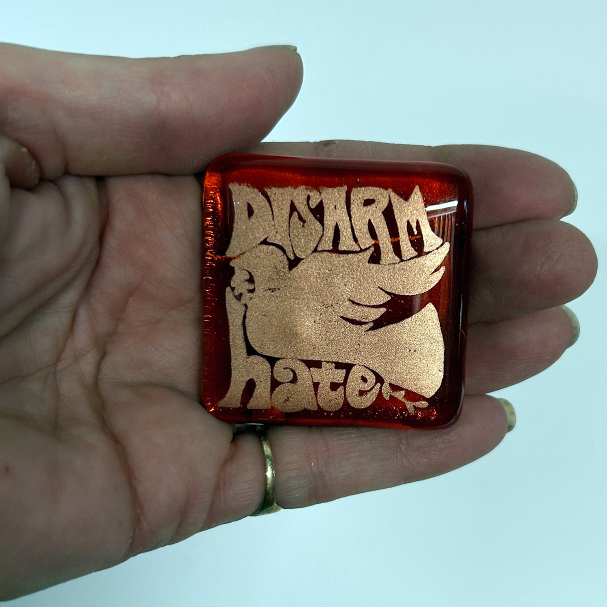 Disarm Hate Fused Glass 1.75" Magnet