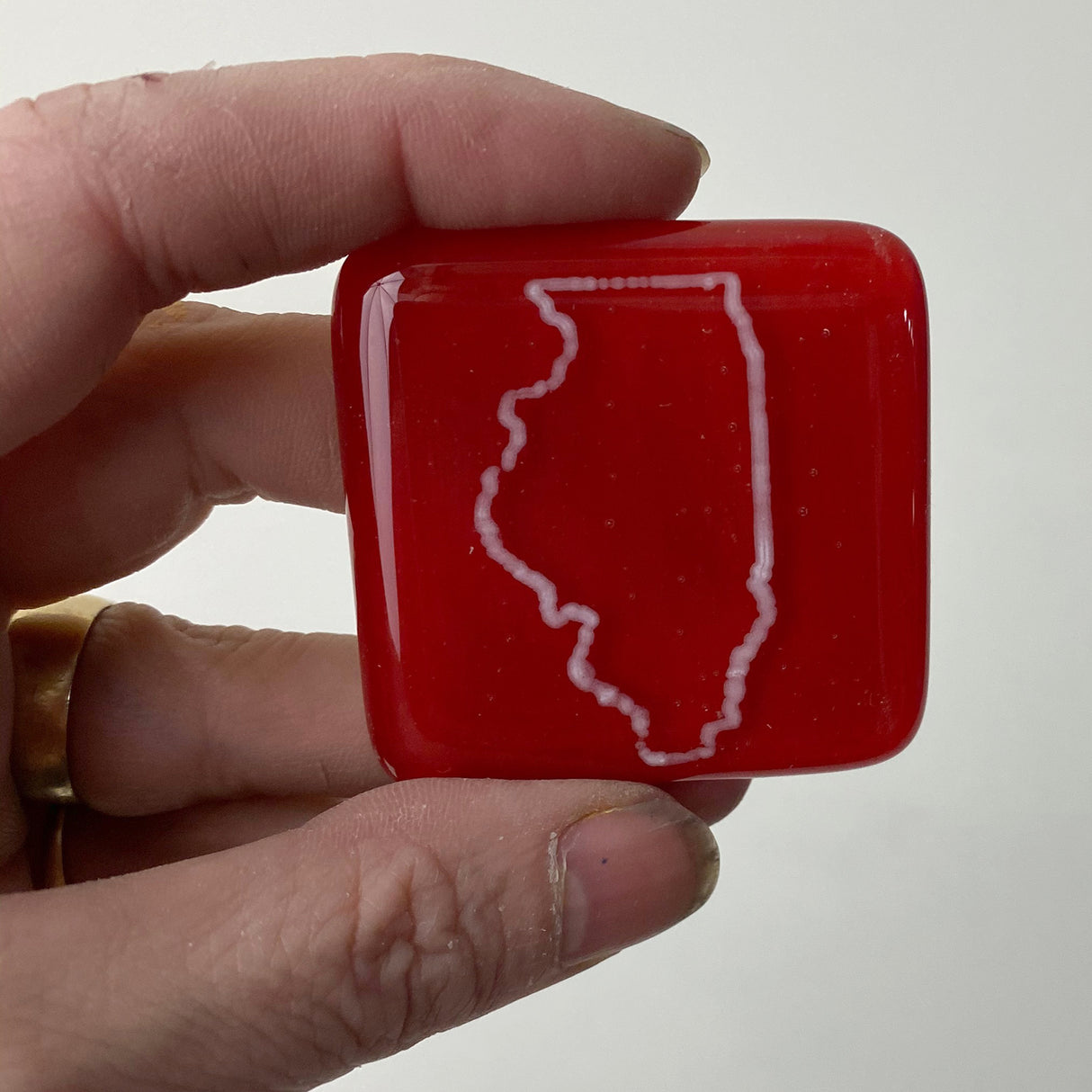 Illinois State Fused Glass 1.75" Magnet