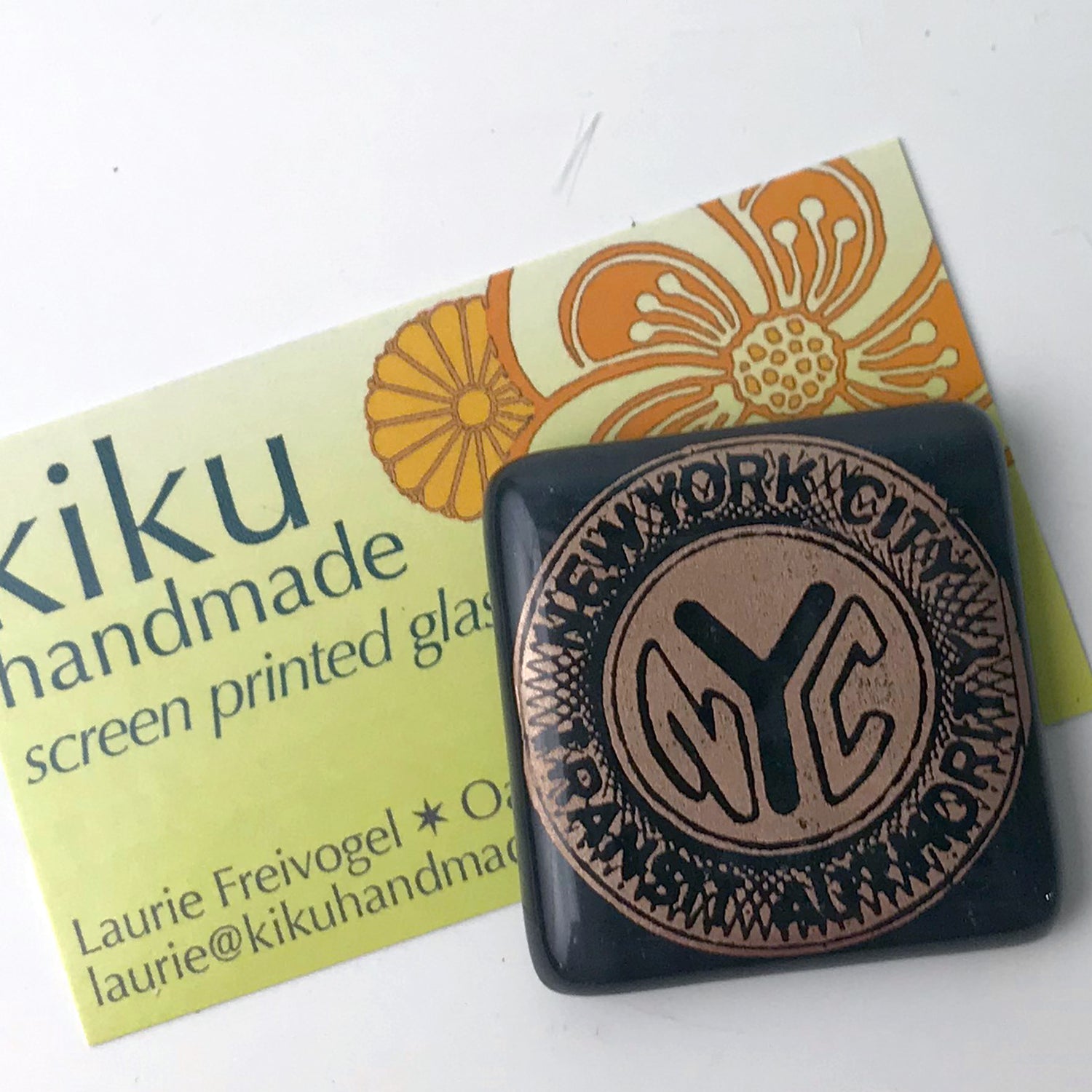 New York City Subway Token Fused Glass 1.75" Magnet