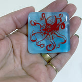 Octopus "El Pulpo" Loteria Fused Glass 1.75" Magnet