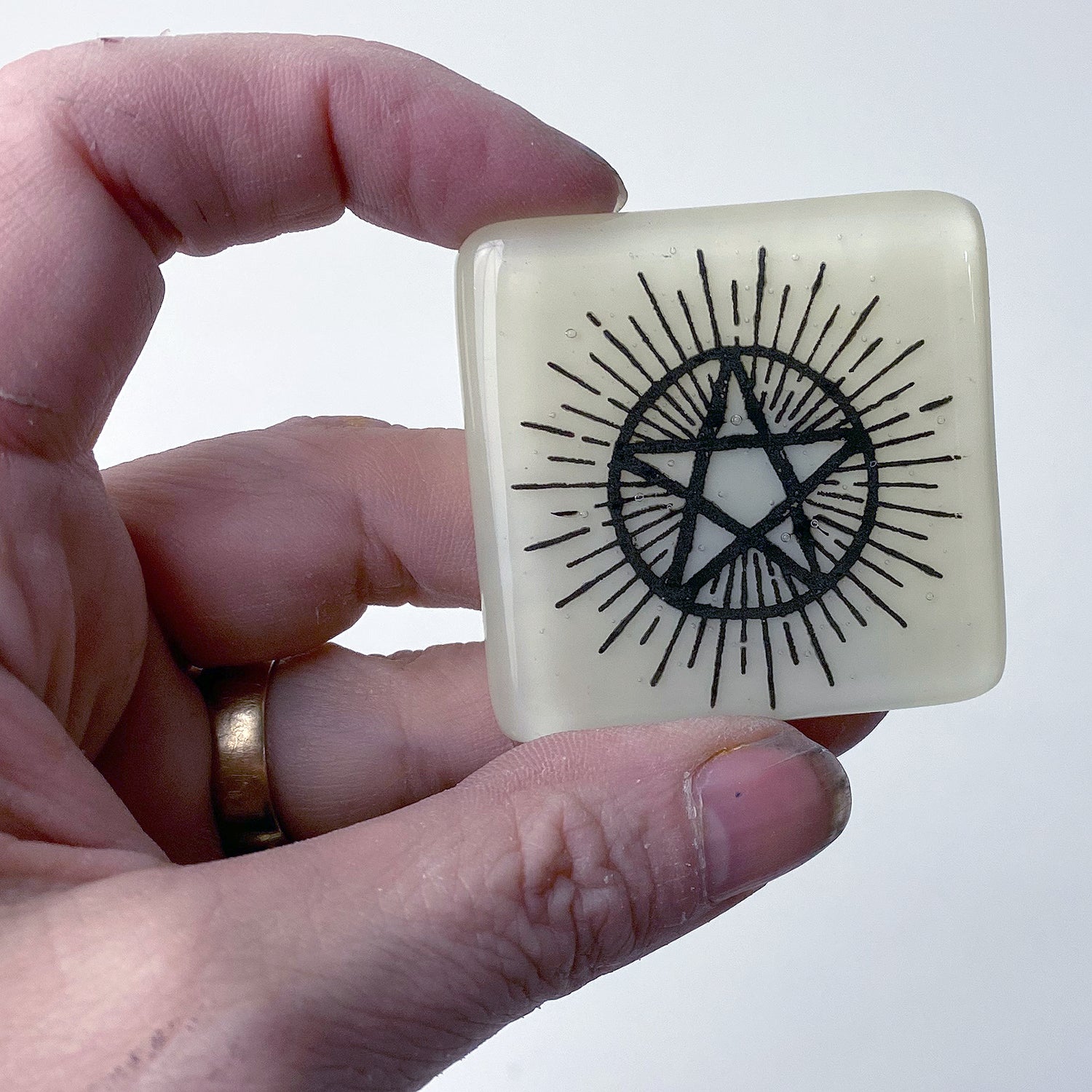 Pentagram Fused Glass 1.75" Magnet