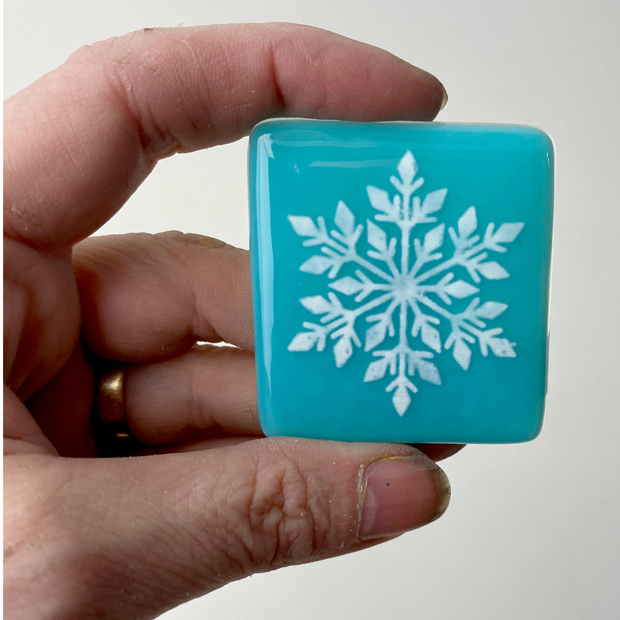 Snowflake Fused Glass 1.75" Magnet
