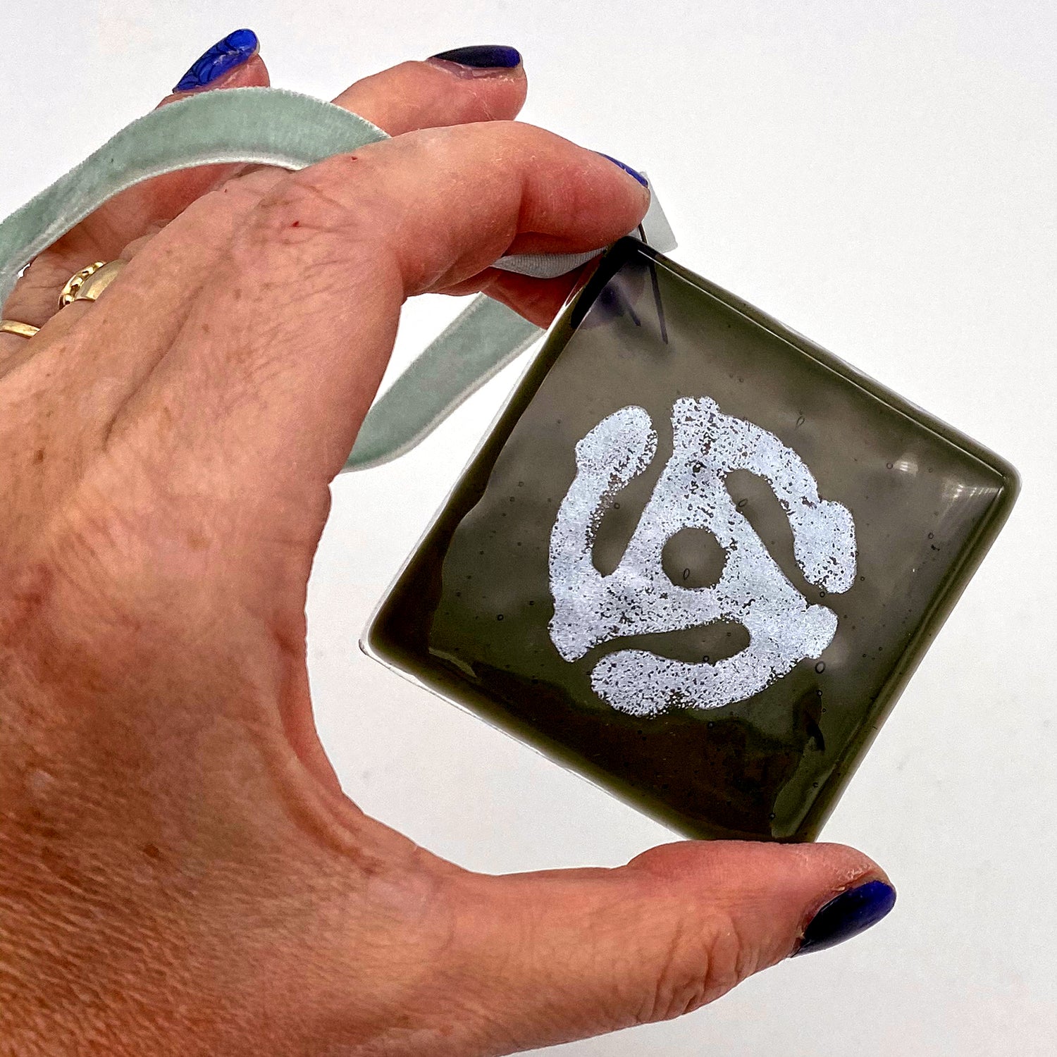 45 Record Adapter 2.25" Fused Glass Ornament