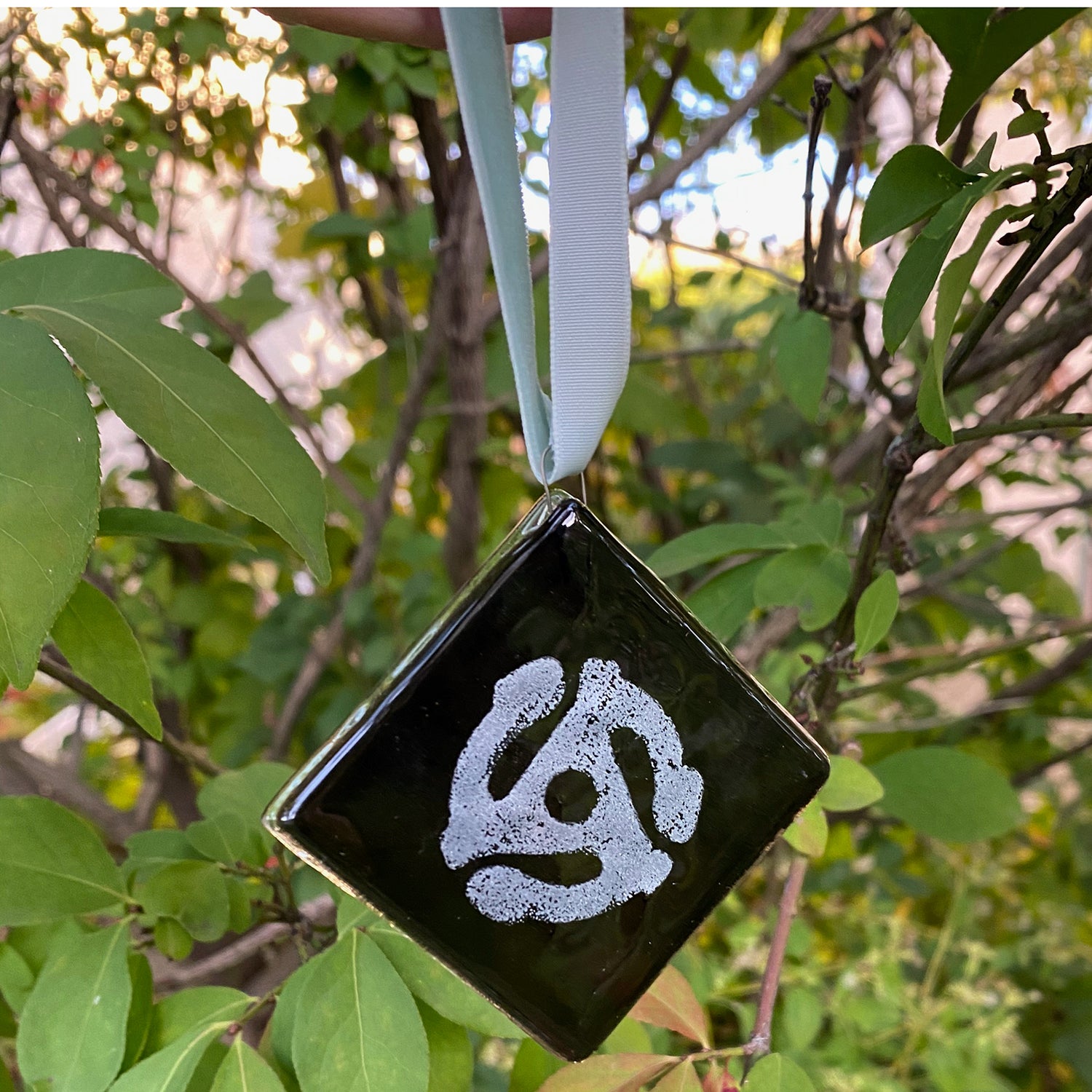 45 Record Adapter 2.25" Fused Glass Ornament