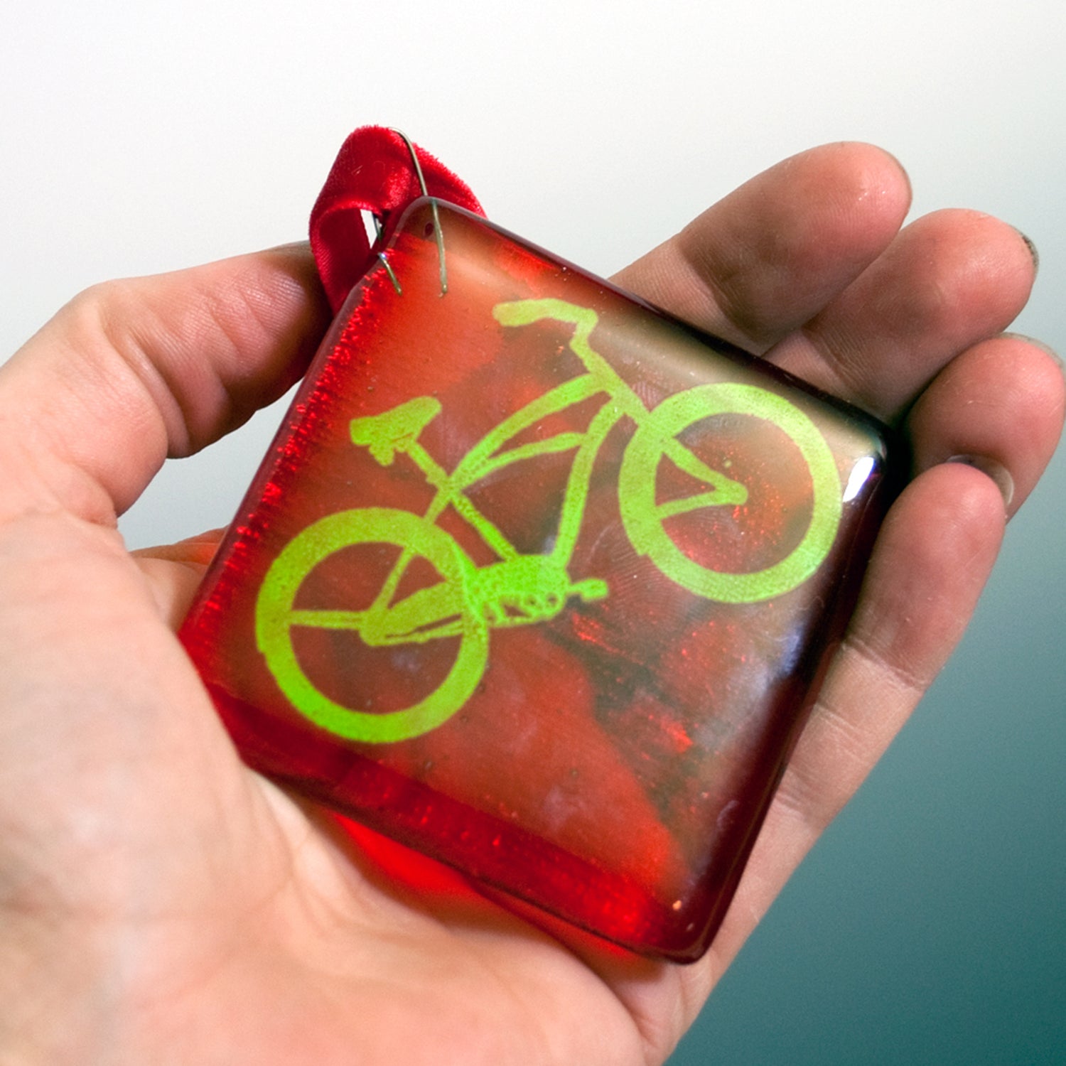 Bike 2.25" Fused Glass Ornament