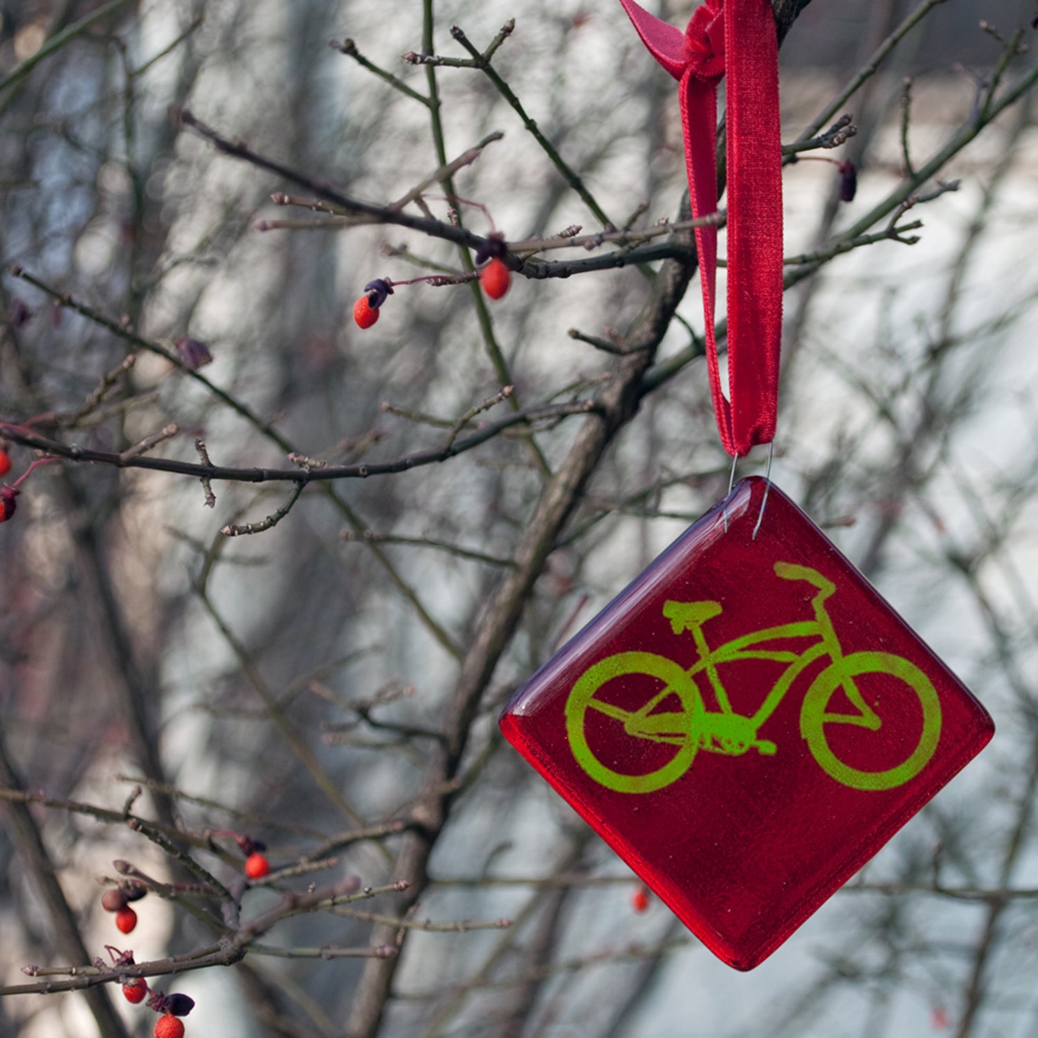 Bike 2.25" Fused Glass Ornament
