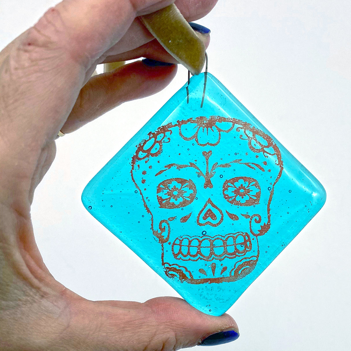 Calavera 2.25" Fused Glass Ornament